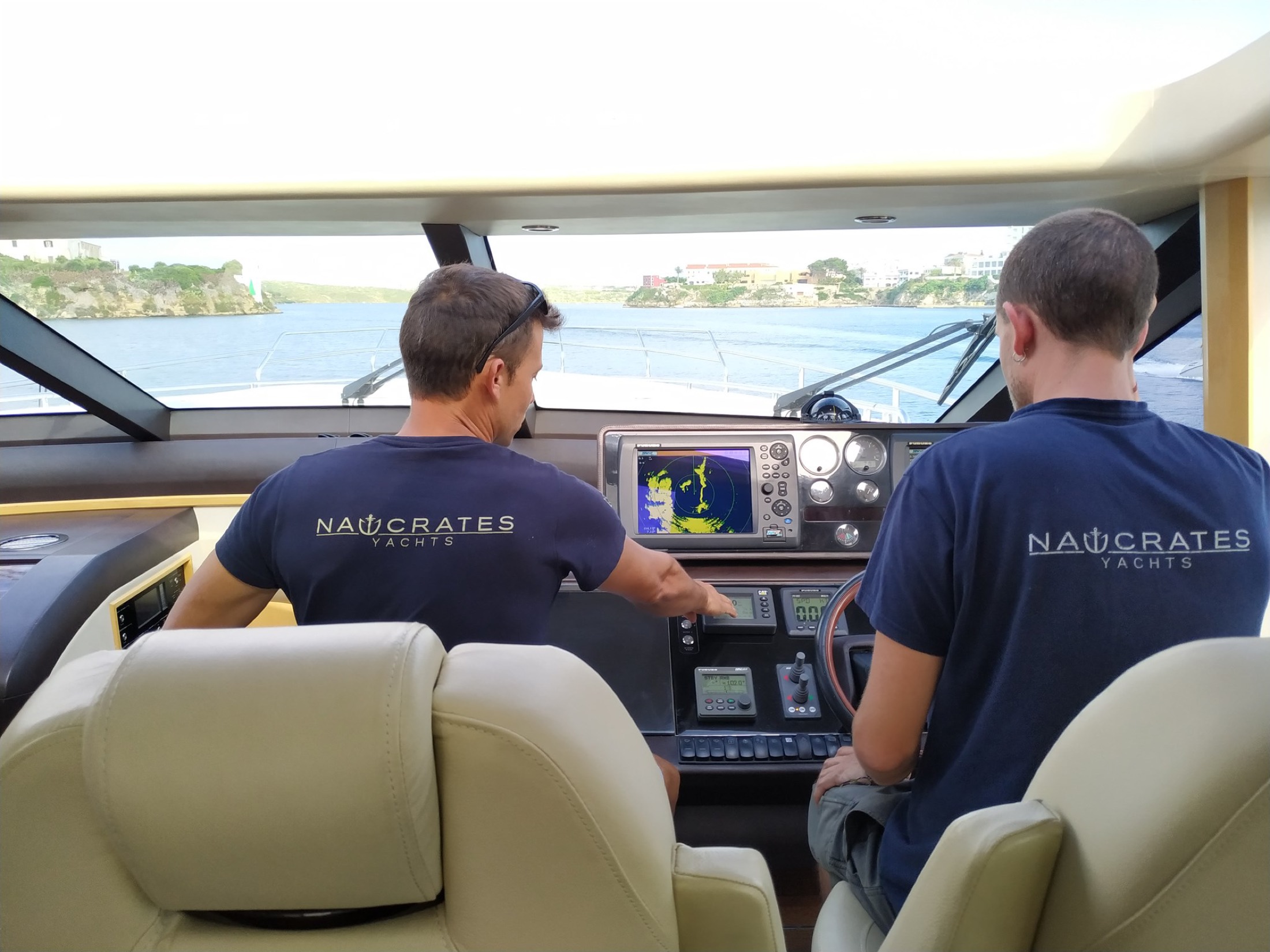 Skipper at the helm during a boat transfer
